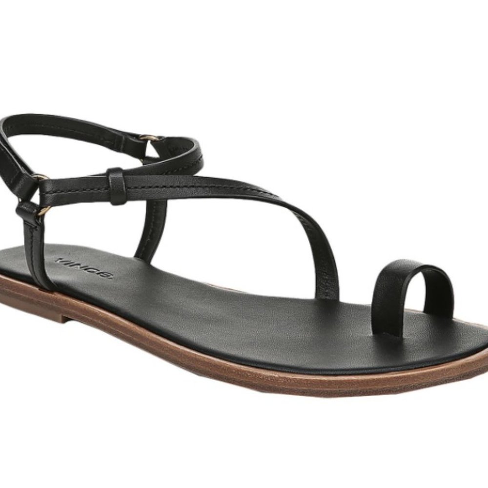 VINCE PERRIGAN LEATHER TOE LOOP FLAT SANDALS NIB 9 $225